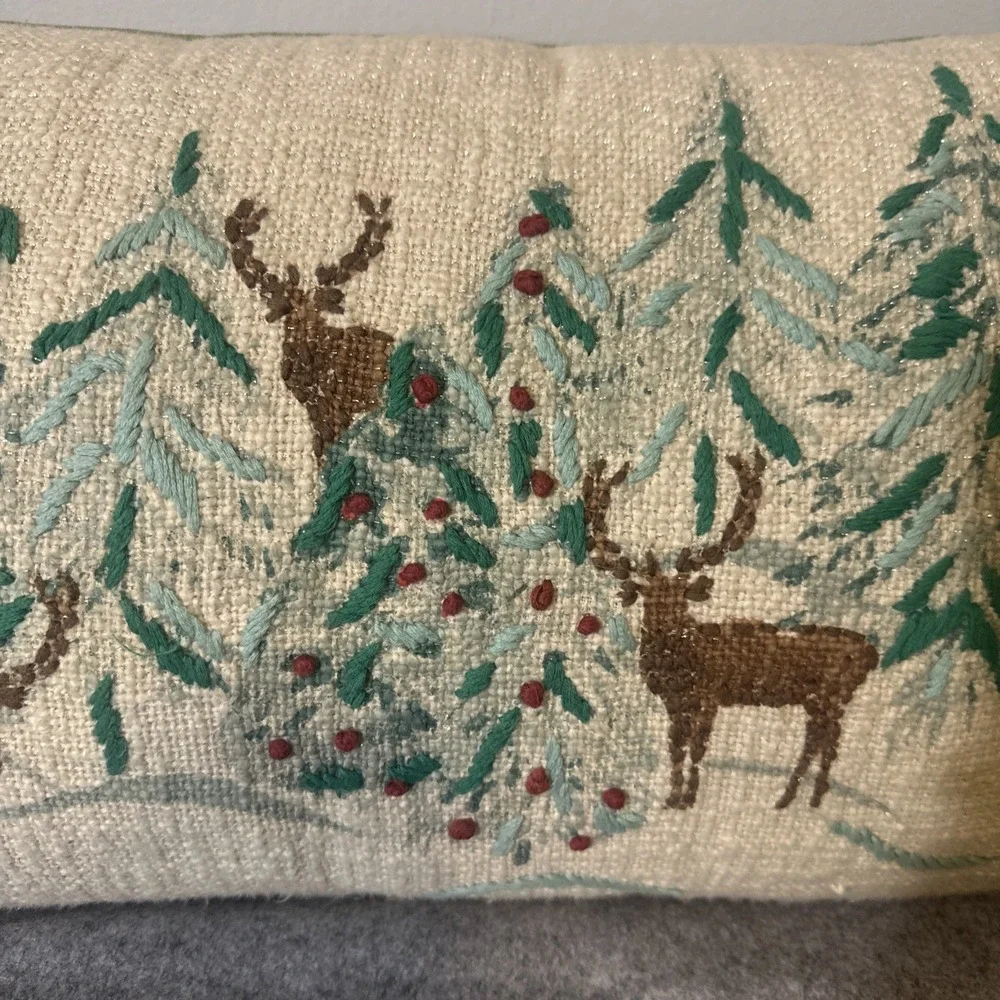 EnVogue Forest Deer Throw Pillow Rectangle Rustic Farmhouse Holiday‎